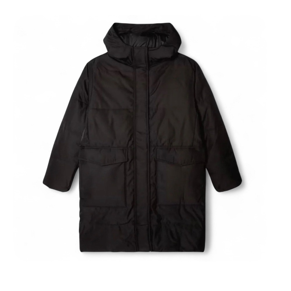 Everlane The ReNew Puffer Hooded Long Jacket Black size Medium